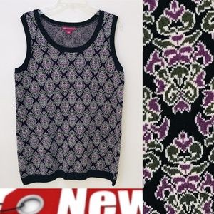 Jessica London Vest Sweater Plus 14 Purple Floral
